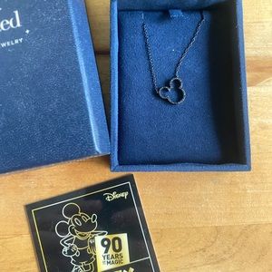 Disney Enchanted 90th Anniversary Black Diamond Necklace Mickey Outline